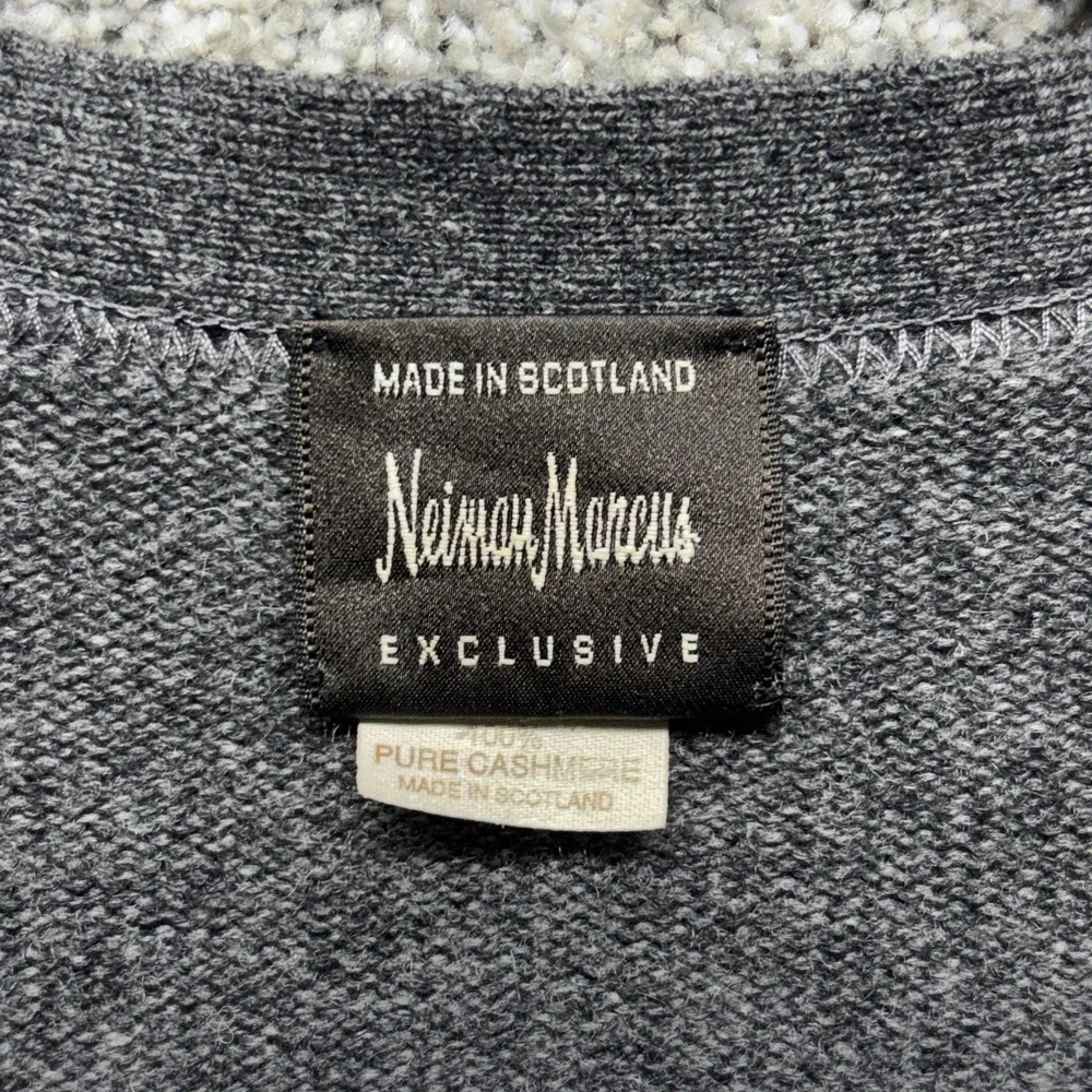 Vintage Neiman Marcus Exclusive 100% Cashmere Cardigan Sz XL Gray Scotland Women
